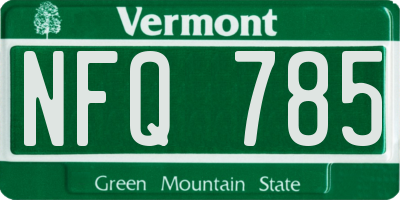 VT license plate NFQ785