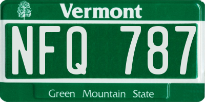 VT license plate NFQ787