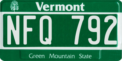 VT license plate NFQ792