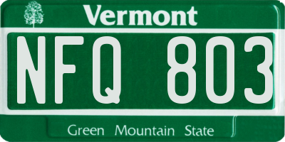 VT license plate NFQ803