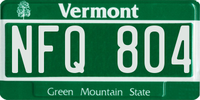 VT license plate NFQ804