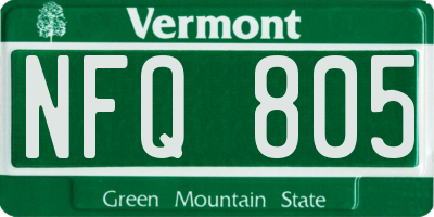 VT license plate NFQ805