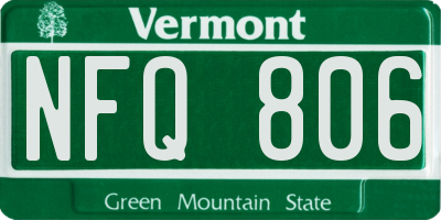 VT license plate NFQ806