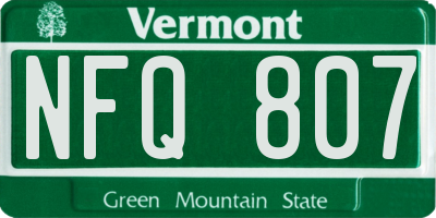VT license plate NFQ807
