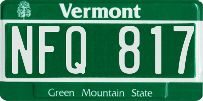 VT license plate NFQ817