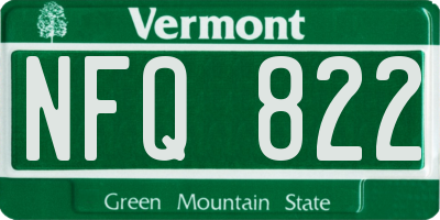VT license plate NFQ822