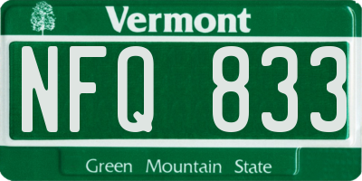 VT license plate NFQ833
