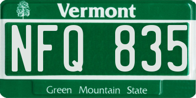 VT license plate NFQ835