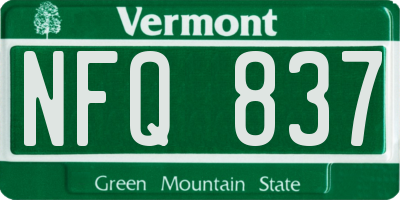 VT license plate NFQ837