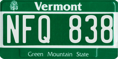 VT license plate NFQ838