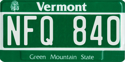 VT license plate NFQ840