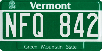 VT license plate NFQ842