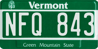 VT license plate NFQ843