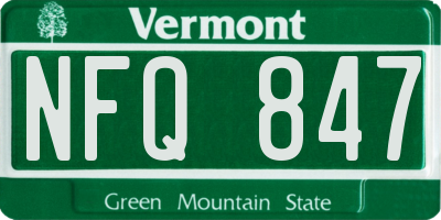 VT license plate NFQ847