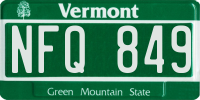 VT license plate NFQ849