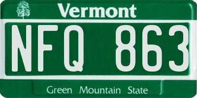 VT license plate NFQ863