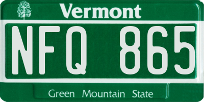 VT license plate NFQ865