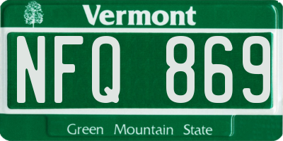 VT license plate NFQ869