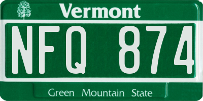 VT license plate NFQ874