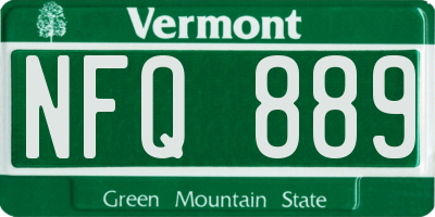 VT license plate NFQ889
