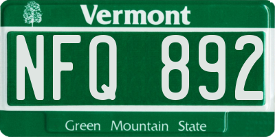 VT license plate NFQ892