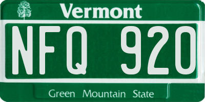 VT license plate NFQ920