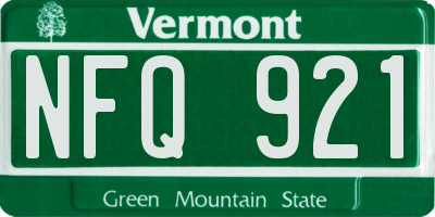VT license plate NFQ921
