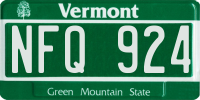 VT license plate NFQ924