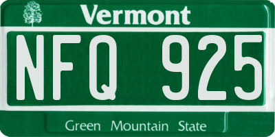 VT license plate NFQ925