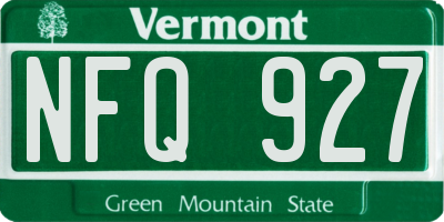 VT license plate NFQ927