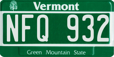 VT license plate NFQ932