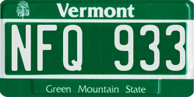 VT license plate NFQ933