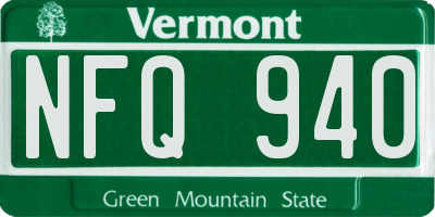 VT license plate NFQ940