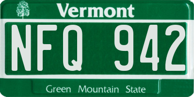 VT license plate NFQ942