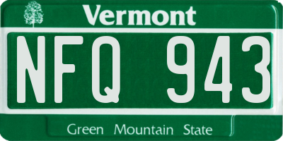 VT license plate NFQ943