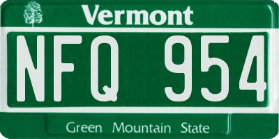 VT license plate NFQ954