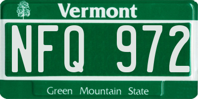 VT license plate NFQ972