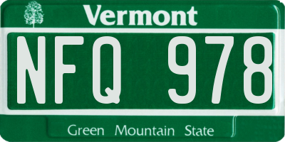 VT license plate NFQ978