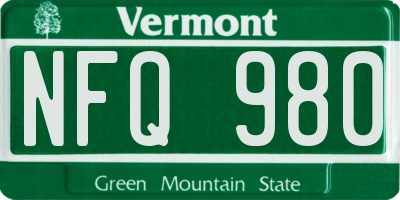 VT license plate NFQ980