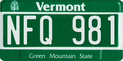 VT license plate NFQ981
