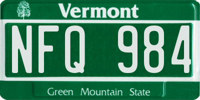 VT license plate NFQ984