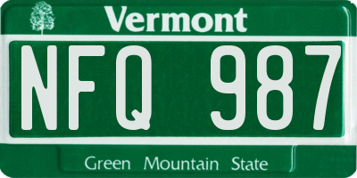 VT license plate NFQ987