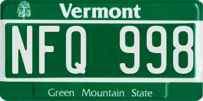 VT license plate NFQ998