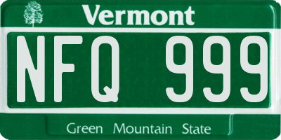 VT license plate NFQ999