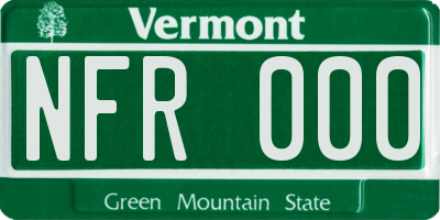 VT license plate NFR000