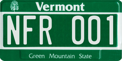VT license plate NFR001