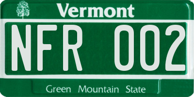 VT license plate NFR002