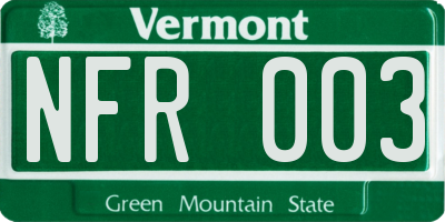 VT license plate NFR003