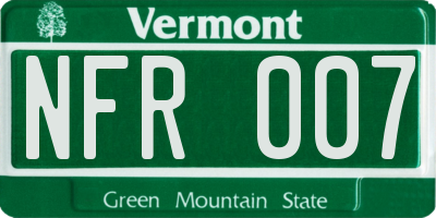 VT license plate NFR007
