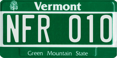 VT license plate NFR010